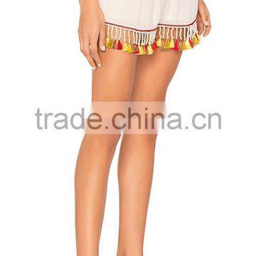 MGOO Latest Design Blank Women Chiffon Shorts Custom Your Logo Casual Shorts With Tassels photo-2