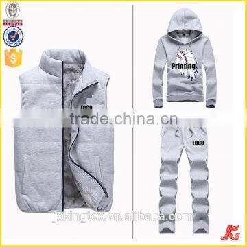 Jiangxi Kingtex Factory Supply Top Sale Screen Printing 3PCS Plain Hoodies And Jogging Pant Sets photo-2