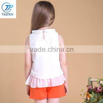 2017 Summer Latest Design Sleeveless Girls Top Wirh Embroidery Flowers photo-4