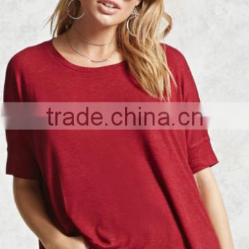 2017 Women Batwing Sleeve Fashion High Quality Tshirt Scoop Neck Printed Bulk Tshirt