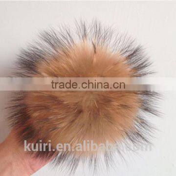 Fashion 15cm Fluffy Raccoon Fur Ball Keychain Real Fox Fur Keychain Fur Pompom Key Chain Pompon Keyring Charm Women Bag Pendant photo-4