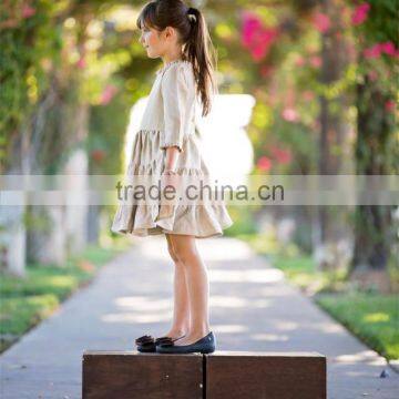 Simple Lovely 2017 Baby Girl Party Dress Children Frocks Designs Linen Dress Baby Girl Clothes photo-2