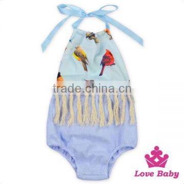Summer Children Clothes Halter Floral Printed Decorative Tassels Baby Girl Romper Infant Bodysuit Toddler Newborn Clothes photo-2