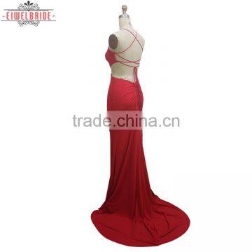 2017 China Manufacturer Customized Red Halter Evening Dress photo-3