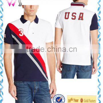 Wholesale Men's Slim Fit USA Diagonal Stripe Cotton Dry Fit Polo Shirt