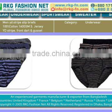 Men yarn dyed stripe cotton jersey slip briefs