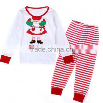 Manufactures children clothes red christmas girls pajamas embroidered bedding set