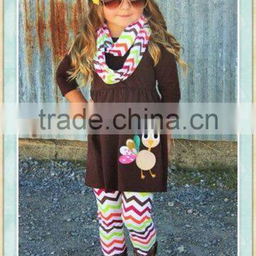 thanksgiving day turkey outfits 2016 fall boutique girl clothing tunic turkey top and rainbow chevron leggings sets