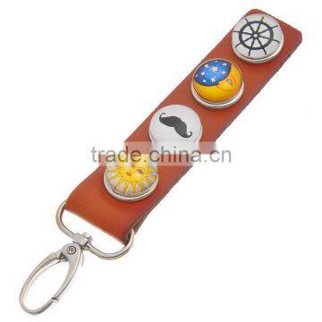 Orange Red Real Copper Snap Buttons Key Chain W/Lobster Clasp