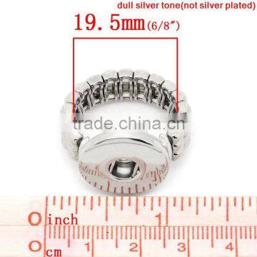 Fashion Copper Adjustable Button Rings Silver Tone Ring Fit Snaps