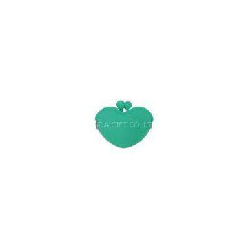 Small Heart Soft Silicone Coin Pouch Wallet For Girls , Green / Pink Novel Pocket