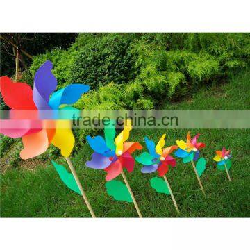 32cm plastic wooden pinwheel rainbow windmill kids toy outdoor decoration