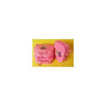 Pink Cardboard Luggage / Suitcase Box with Ribbon Closure and Handle for Children's Toys