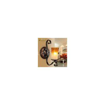 Wrought Iron Glass Modern Indoor Wall Lights / Vintage Wall Light For Home Decoration