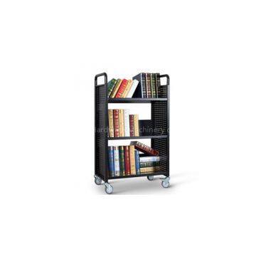 Single-Sided library book cart with 3 shelves