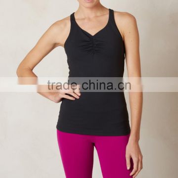 fitness apparels black plain tight fashion running shirts ladies gym vest