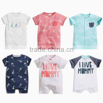 2016 summer 6 colors short sleeve printed cotton baby romper