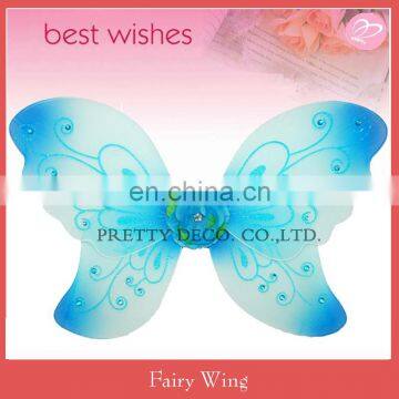 Blue glitter printing butterlfy fairy wings to decorate for party costume