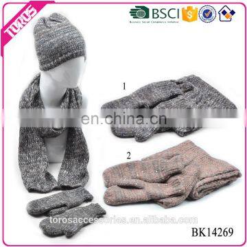 TOROS Custom designs winter women knitted hat glove scarf set