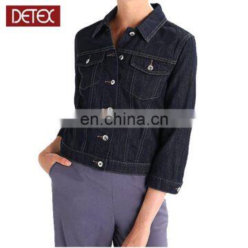 Black Plain Jean Custom Women Denim Jacket