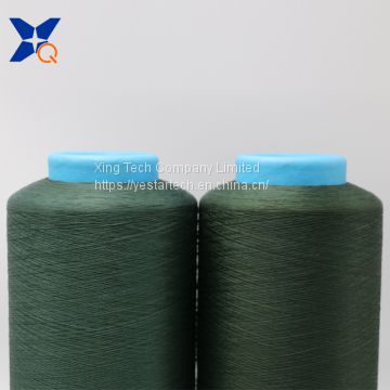 Copper plated CuS acrylic conductive filaments 75D/40F DTY green color yarn for anti bacteria socks/beddings-XT11123