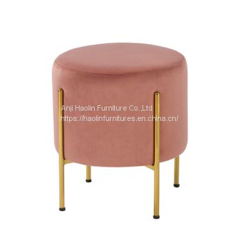 Golden Metal Legs, Ottoman Stools,Upholstered with Velvet