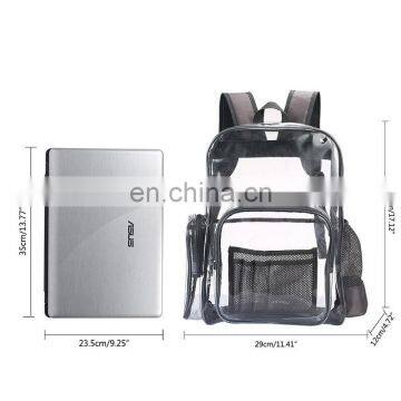Heavy Duty Waterproof Clear PVC Backpack Transparent School Bag With Grey Trim photo-3