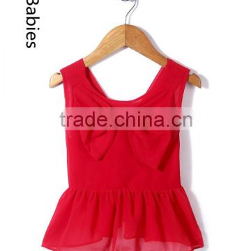 Korean style crop tops 2016 girls fancy sleeveless front bow top