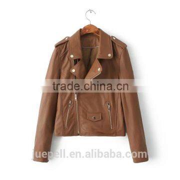 Jacket OEM 2015 Fashion Zippered Faux Leather Moto Jacket photo-2