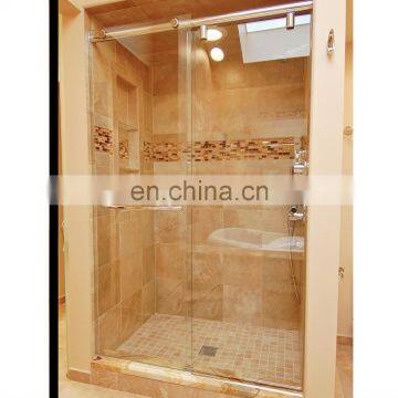 Stainless steel tempered glass big roller room sliding shower enclosure