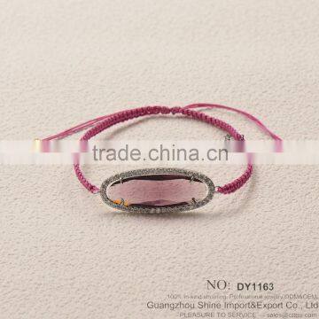 Rose Gold Acrylic Stone Diamond Woven Friendship Bracelet for 2015 New Product Hot Sale photo-5