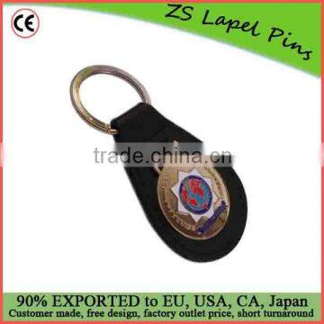 metal badge keychain leather badge keychain