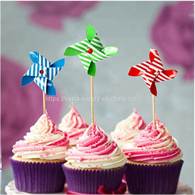 Party decorative wooden toothpicks disposable windmill pick
