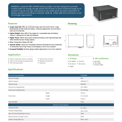 4U	rack-mount	LiFePO4	battery	module