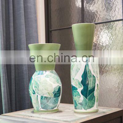 China Hot Sale Jadeite Household Green Ceramic Flower Vase for Home Decoration