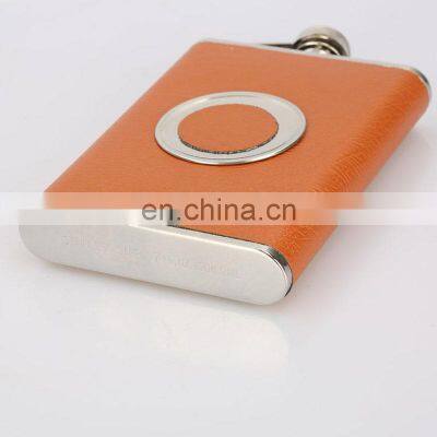 8oz Alcohol Wine Engraved Liquor Whiskey Metal Printed Leather Stainless Steel Hip Flasks photo-3