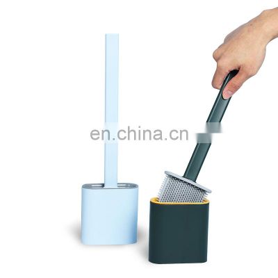 Popular new modern household bathroom TPR fashion color silicone toilet brush with handle