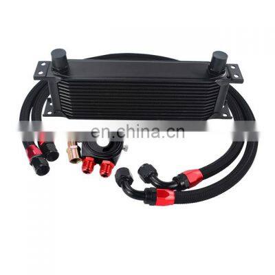 British type 13 row  oil cooler single kit, 13 row oil cooler core with sandwich plate adapter and AN10 Nylon Hose Pipe