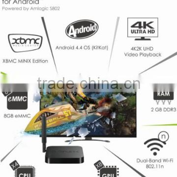 Newest tv box ! Amlogic S802 Quad Core MINIX NEO X8 Android TV Box 2.0GHz 2G/8G 2.4G/5GHz WiFi XBMC Smart TV Mini PC