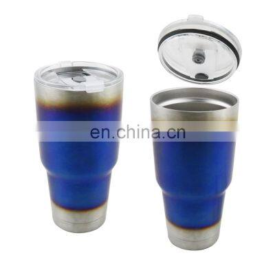 AUSO Customizable Logo Universal Auto Parts Stainless Steel Baking Blue Double Wall Travel Car Water Cup