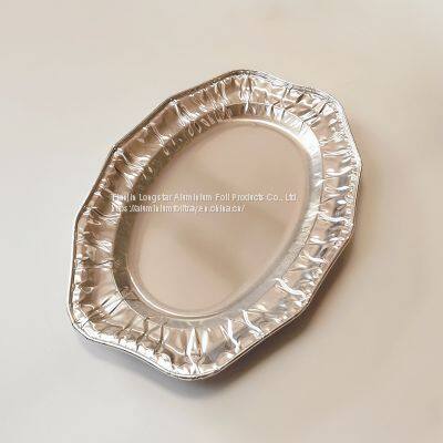 Oval Lace Thickened Aluminum Foil Dinner Plate Barbecue Plate Pasta Plate photo-4