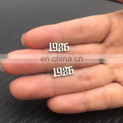 Stainless Steel Earrings For Women Gold Silver Color Birth Year Stud Earring 1996 1997 1998 1999 Earring Jewelry