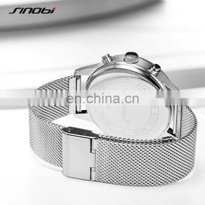 SINOBI Men Masculinity Watches Wrist S9814G Creative Human Smile Dial Small Three Dial Watch Chronograph Handwatch photo-5
