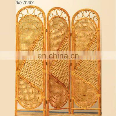 Hot Sale Vintage Rattan Screens and Room Dividers 3 panel cane partition foldable rattan room divider, Vietnam Manufacturer