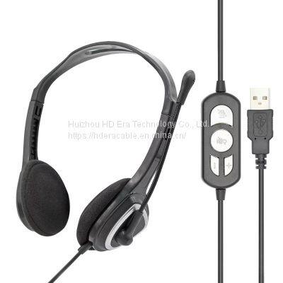 Ultra-Lightweight 2m Usb Headphones Over-ear Headphones Noise Cancelling Microphone Headphones HD805