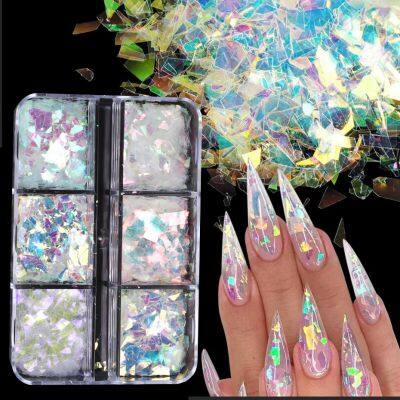 Popular magic Cellophane nail accessories Aurora Cellophane colorful laser diamond sticker accessories