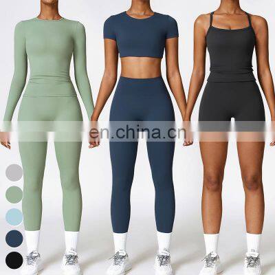 Women Outdoor Running Tight Quick Dry Sports Clothing 5 Piece Sets Custom Workout Wear Gym Fitness Sets Women Yoga Set