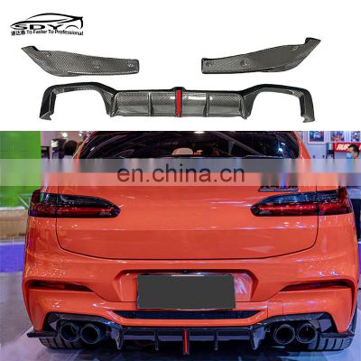 X4 M F98 High Quality Carbon Fiber Rear Diffuser With Light Rear Bumper Lip For BMW F98 X4 M X4M 2019-2021