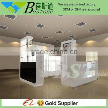 retail mall floor standing glass kiosk showcase for watch jewelry