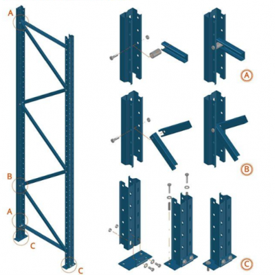 Estrutura vertical de prateleira de rack de pallets 60*90*2.0 mm